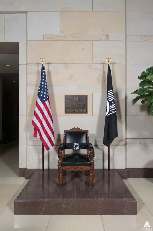 The POW/MIA Chair of Honor in the U.S. Capitol Visitor Center's Emancipation Hall.